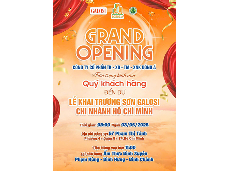 THÔNG BÁO: Khai trương Văn phòng ĐÔNG Á CONS và Sơn GALOSI miền nam thumbnail